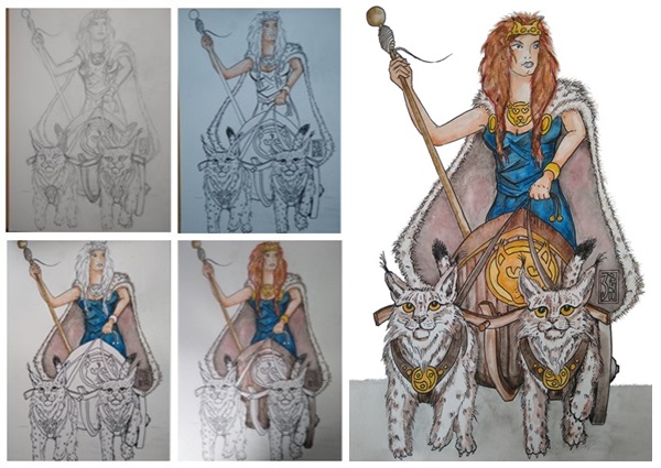 Frigg &ndash Mutter der Götter – vom Entwurf bis zum fertigen Bild